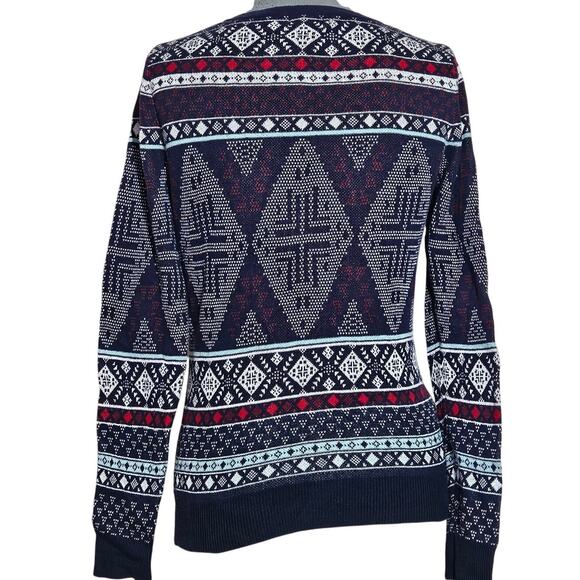 Navy Cotton Button Up Cardigan Sweater Size Small Petite - Picture 2 of 4